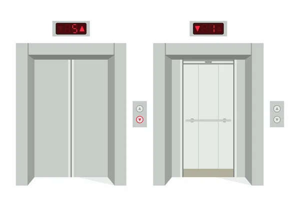 Elevator open and closed doors — Stock Vector