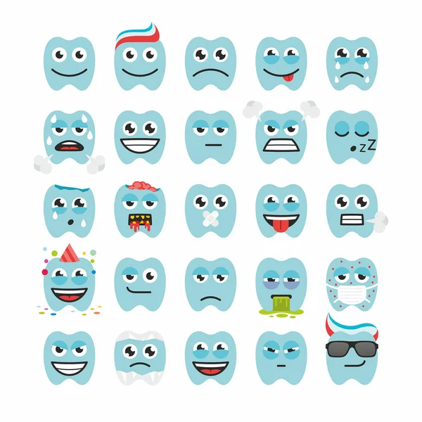 Teeth with different emotions — Stock Vector