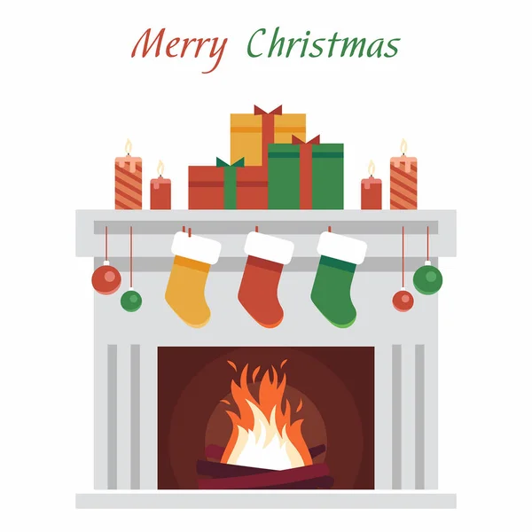 クリスマス暖炉ベクトル — ストックベクタ