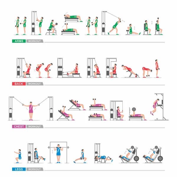 Set of sports exercise — Stock Vector