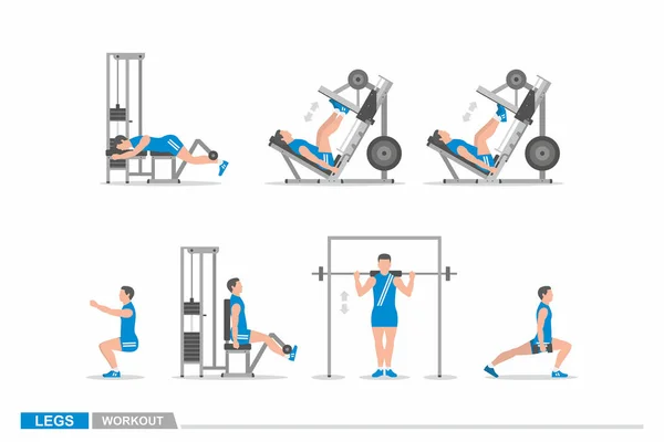 Set of workout for legs — Stock Vector