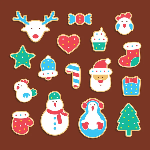 Gingerbread Christmas Cookies Set — Stock Vector