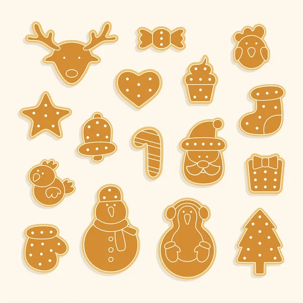圣诞姜饼设置 — 图库矢量图片