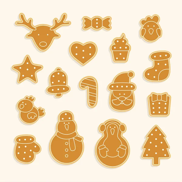 Pepparkakor jul cookies ställa — Stock vektor