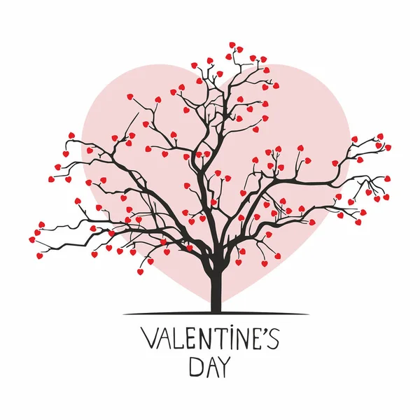 Valentinstag Baum mit Herzen — Stockvektor