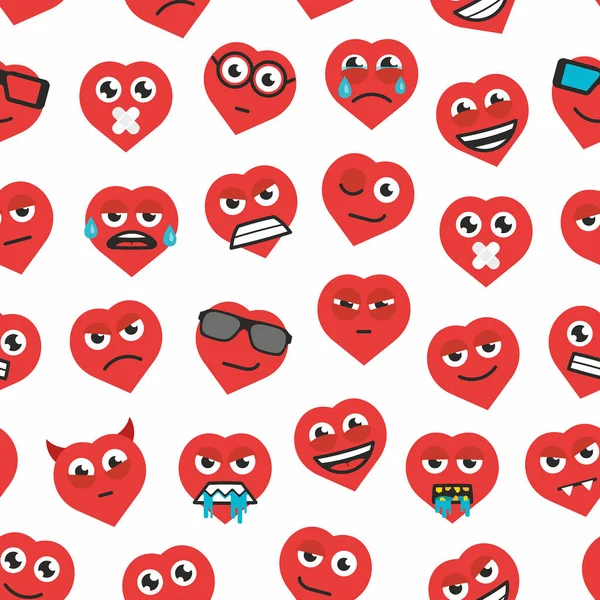 Seamless background of heart emoticons - Stok Vektor