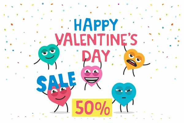 Valentine's day sale. happy hearts — Stock Vector