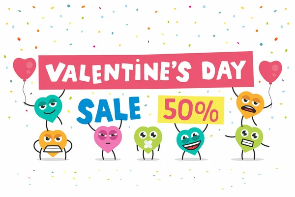 Valentine's day sale. happy hearts — Stock Vector