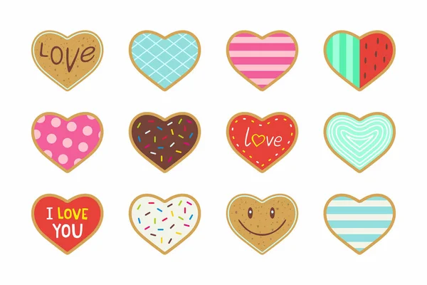 Set de galletas corazón de chocolate — Archivo Imágenes Vectoriales