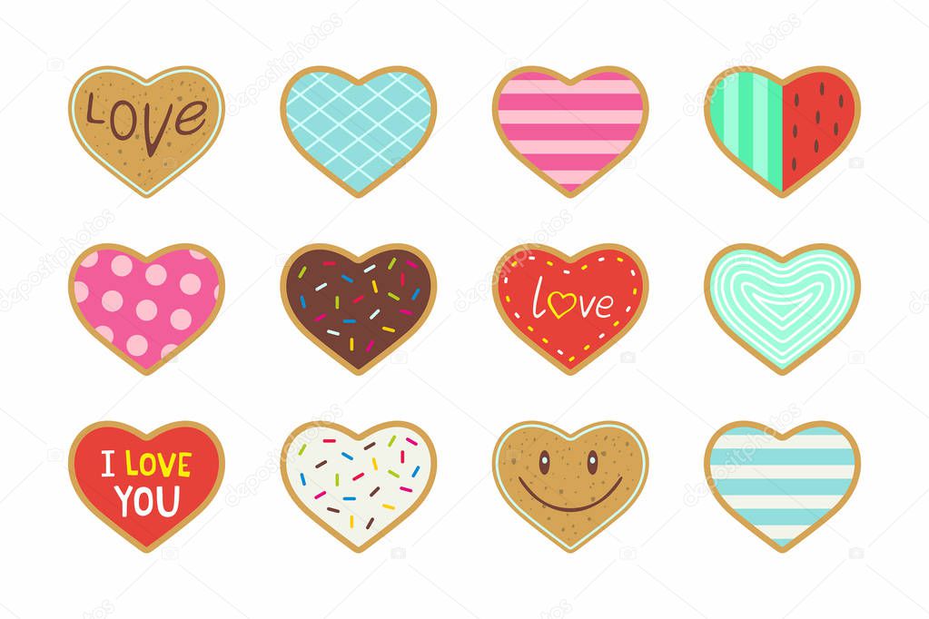Set of Chocolate Heart Cookies