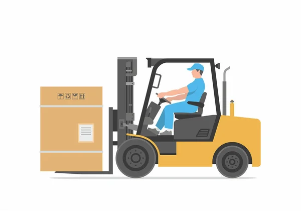 Man driving a forklift — Stock Vector