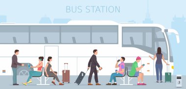 Otobüs istasyonu. Düz tasarım