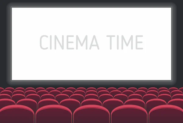 戏院与白色屏幕和红色的座椅 — 图库矢量图片