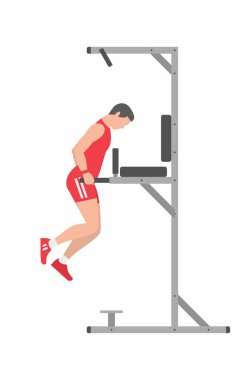 Paralel Bar üzerinde triceps dip yapan erkek