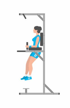 Kadının triceps DIP paralel Bar üzerinde yapması