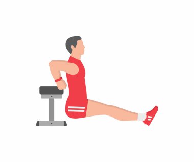 Triceps DIP egzersiz bankta yapan erkek