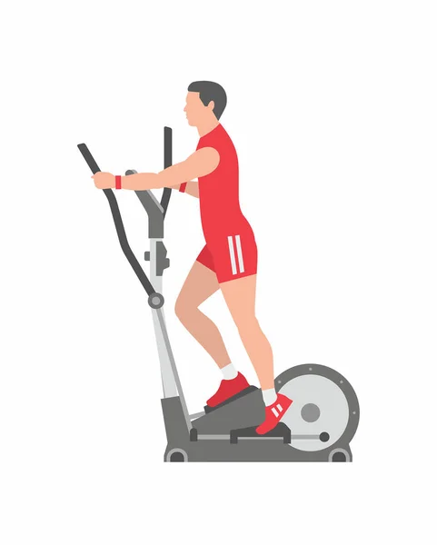 Man running on elliptical machine — Stock Vector