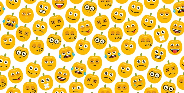Seamless background of pumpkins emoticons — Stock Vector