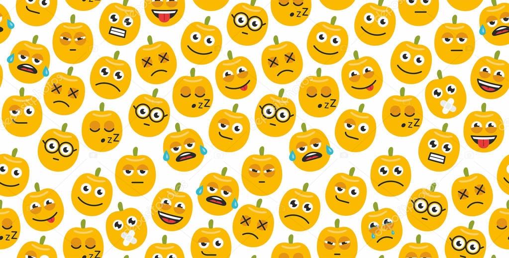  Seamless background of pumpkins emoticons