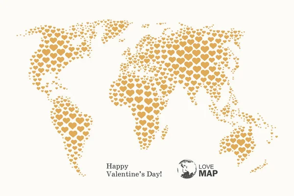 Carte Monde Avec Des Coeurs Fond Vectoriel — Image vectorielle