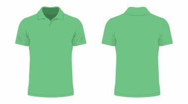 Ön ve arka sayısı erkek yeşil t-shirt beyaz arka plan üzerinde