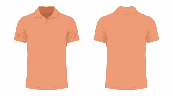 Vista Anteriore Posteriore Della Shirt Arancione Uomo Sfondo Bianco — Vettoriale Stock