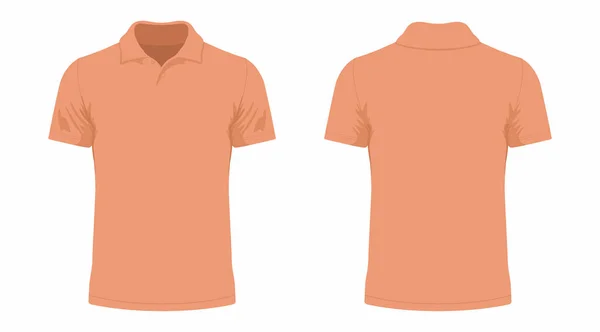 Vista Frontal Traseira Camiseta Laranja Masculina Fundo Branco — Vetor de Stock