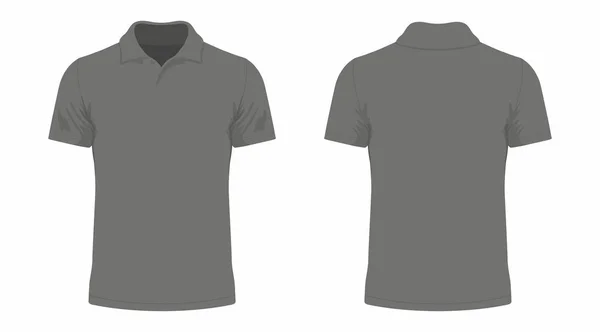 Vista Frontale Posteriore Della Shirt Nera Uomo Sfondo Bianco — Vettoriale Stock