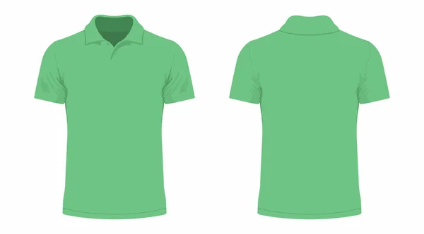 Vista Anteriore Posteriore Della Shirt Verde Uomo Sfondo Bianco — Vettoriale Stock