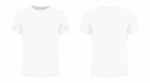 Vista Frontale Posteriore Della Shirt Bianca Uomo Sfondo Bianco — Vettoriale Stock