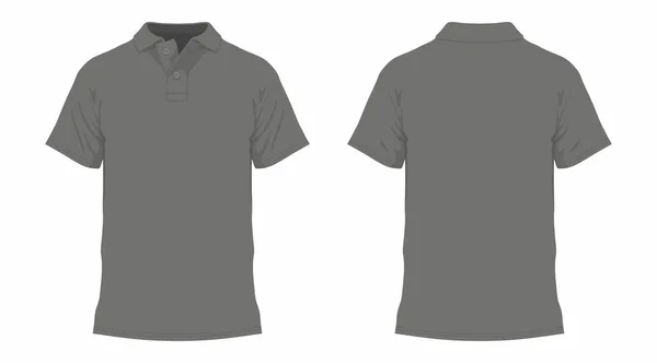 Vista Frontal Traseira Camiseta Preta Masculina Fundo Branco — Vetor de Stock