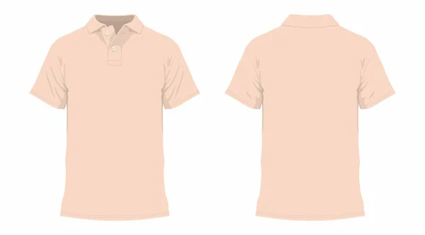 Vista Anteriore Posteriore Della Shirt Beige Uomo Sfondo Bianco — Vettoriale Stock