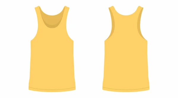 Vorder Und Rückansicht Eines Gelben Shirts Für Männer Auf Weißem — Stockvektor