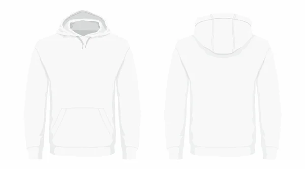 Sweat Capuche Blanc Homme Vue Avant Arrière Sur Fond Blanc — Image vectorielle