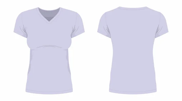 Front Back Views Women Purple Shirt White Background — стоковый вектор