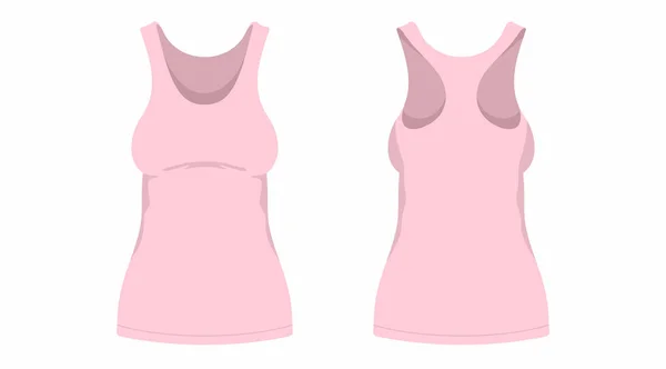 Vorder Und Rückansicht Des Rosafarbenen Frauen Shirts Auf Weißem Hintergrund — Stockvektor
