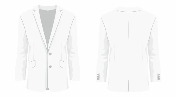 Λευκό Επαγγελματικό Κοστούμι Των Ανδρών Μπροστινή Και Την Πίσω Θέα — Διανυσματικό Αρχείο