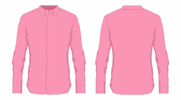 Camicia Uomo Rosa Vista Anteriore Posteriore Sfondo Bianco — Vettoriale Stock