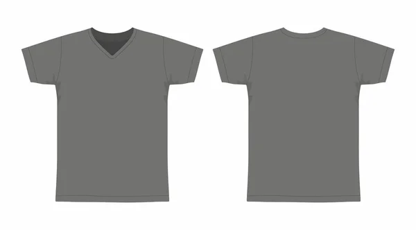 Vista Frontal Trasera Camiseta Negra Hombre Sobre Fondo Blanco — Vector de stock