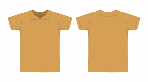 Vista Anteriore Posteriore Della Shirt Uomo Senape Sfondo Bianco — Vettoriale Stock