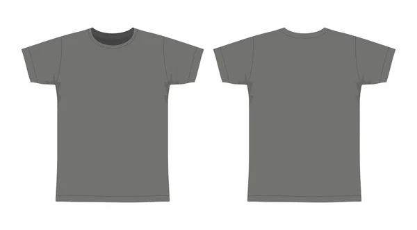 Vista Frontal Trasera Camiseta Negra Hombre Sobre Fondo Blanco — Vector de stock