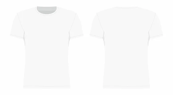Vista Frontal Traseira Camiseta Branca Masculina Fundo Branco —  Vetores de Stock