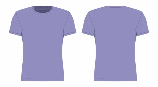 Vista Anteriore Posteriore Della Shirt Viola Uomo Sfondo Bianco — Vettoriale Stock