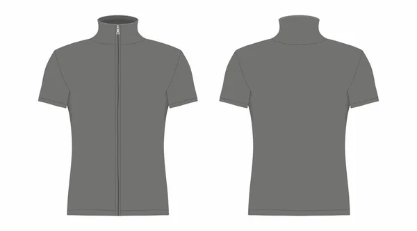 Vista Frontale Posteriore Della Shirt Nera Uomo Sfondo Bianco — Vettoriale Stock