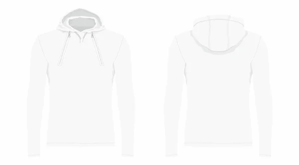 Sweat Capuche Blanc Homme Vue Avant Arrière Sur Fond Blanc — Image vectorielle