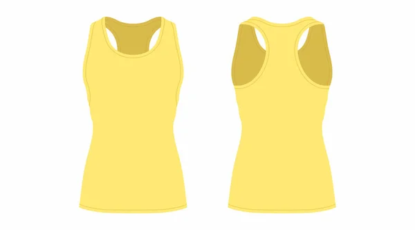 Front Back Views Women Yellow Shirt White Background — стоковый вектор