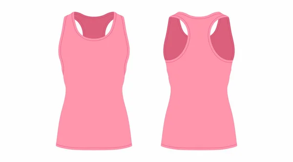 Vorder Und Rückansicht Des Rosafarbenen Frauen Shirts Auf Weißem Hintergrund — Stockvektor