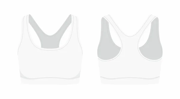 Vista Anteriore Posteriore Del Reggiseno Sportivo Bianco Delle Donne Sfondo — Vettoriale Stock