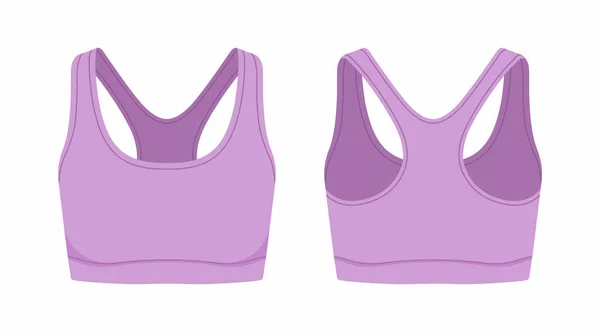 Vista Anteriore Posteriore Del Reggiseno Sportivo Viola Delle Donne Sfondo — Vettoriale Stock