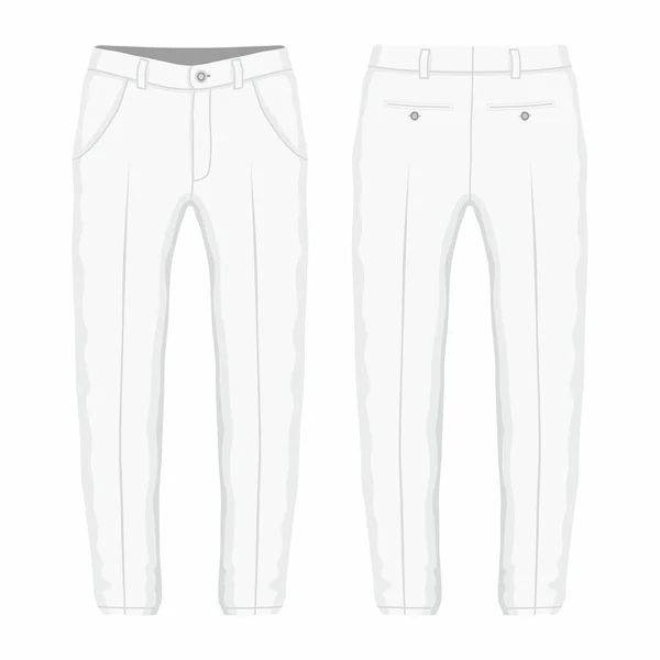 Pantalon Blanc Pour Homme Vue Avant Arrière Sur Fond Blanc — Image vectorielle